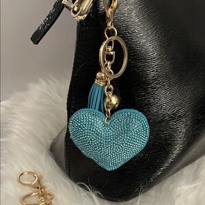 Elegant Rhinestone Heart bag charm keychain New